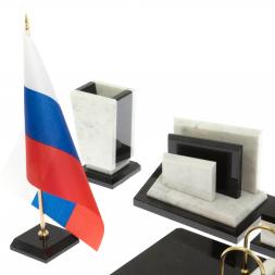 Письменный набор &amp;quot;Бюрократ&amp;quot; из мрамора с часами