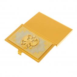 Металлическая визитница &amp;quot;Герб России&amp;quot; в подарочном футляре Златоуст