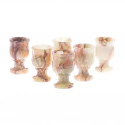 Рюмки для водки на ножке 20 мл из камня оникс набор 6 шт 3,8х6 см в футляре (1,5х2,5)
