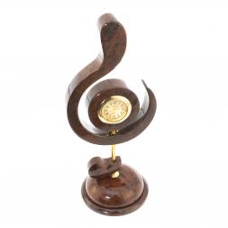 Настольные часы &amp;quot;Скрипичный ключ&amp;quot; коричневый обсидиан