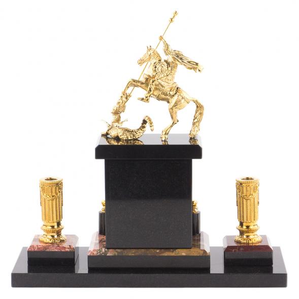 Настольный прибор &amp;quot;Георгий Победоносец&amp;quot; из яшмы и бронзы 113213