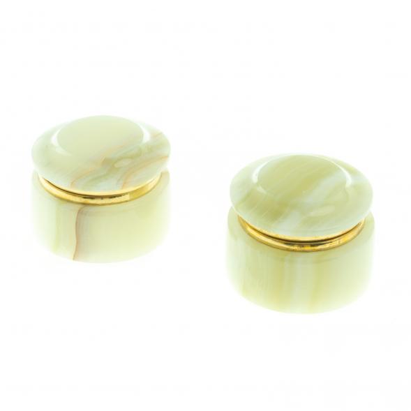 Шкатулка из оникса &amp;quot;Грибок&amp;quot; бело-зеленая 6,4х4,7 см (2,5) 124346