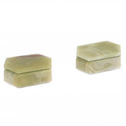 Шкатулка шестиугольная из зеленого оникса 12,5х9х4,5 см (3,5х5)