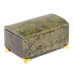 Шкатулка &amp;quot;Сундук&amp;quot; средний из змеевика на ножках 12х8х7 см