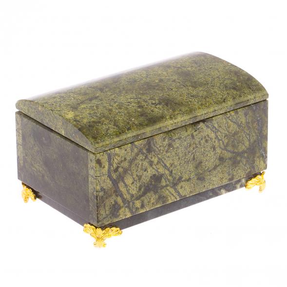 Шкатулка &amp;quot;Сундук&amp;quot; средний из змеевика на ножках 12х8х7 см 125788