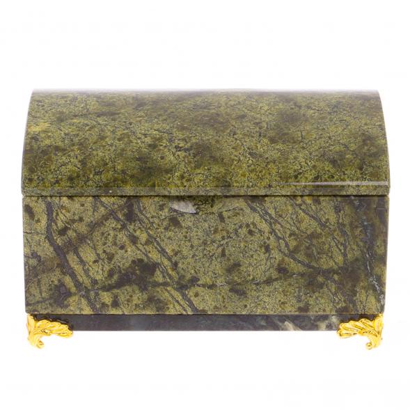 Шкатулка &amp;quot;Сундук&amp;quot; средний из змеевика на ножках 12х8х7 см 125788