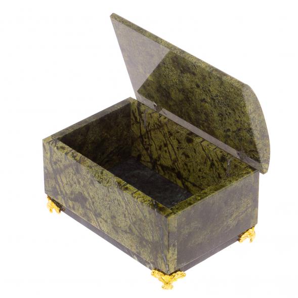 Шкатулка &amp;quot;Сундук&amp;quot; средний из змеевика на ножках 12х8х7 см 125788