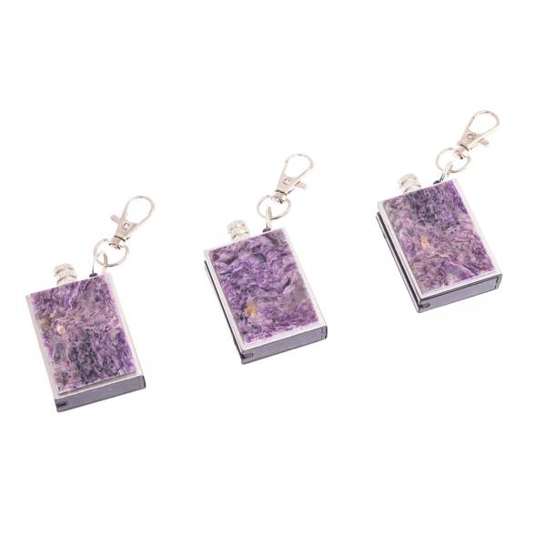 Брелок огниво &amp;quot;Вечная спичка&amp;quot; с накладкой из камня чароит 2,8х1,3х5 см 126688