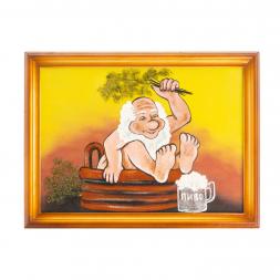 Картина &amp;quot;Банька&amp;quot; багет дерево 36х46 см из каменной крошки