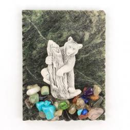 Магнит &amp;quot;Медведь на бревне&amp;quot; змеевик мрамолит