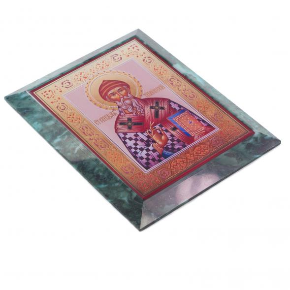 Икона настенная Спиридон Тримифунтский из змеевика 14х18х1,2 см 120964