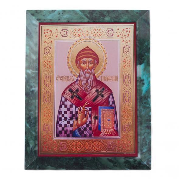Икона настенная Спиридон Тримифунтский из змеевика 14х18х1,2 см 120964
