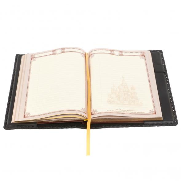 Ежедневник &amp;quot;Лев&amp;quot; А5 обложка из черной кожи Златоуст 129781