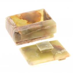 Шкатулка из оникса зелено-коричневая 10,5х7х6,5 см (3х4)