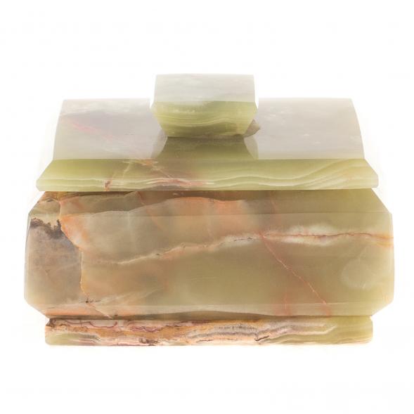 Шкатулка из оникса зелено-коричневая 10,5х7х6,5 см (3х4) 124655