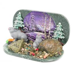 Настольный сувенир "Два зайца"