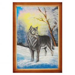 Картина &amp;quot;Волк&amp;quot; багет дерево 46х66 см, каменная крошка