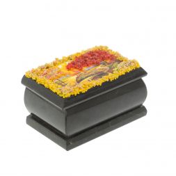 Шкатулка &amp;quot;Осенний пейзаж&amp;quot; змеевик каменная крошка 10х6,5х6 см