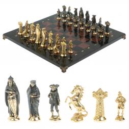 Шахматы &amp;quot;Средневековье&amp;quot; доска 40х40 см из змеевика и лемезита