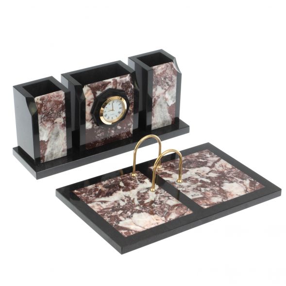Настольный набор &amp;quot;Оптима&amp;quot; с часами из камня креноид 127866