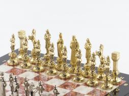 Шахматы &amp;quot;Ренессанс&amp;quot; доска 36х36 см мрамор лемезит фигуры цвет золото / серебро