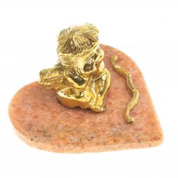 Статуэтка из бронзы на подставке из мрамора &amp;quot;Ангел на сердце&amp;quot;