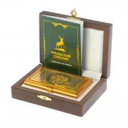 Визитница подарочная &amp;quot;Герб РФ&amp;quot; с фианитами Златоуст