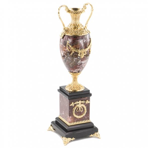 Каменная ваза &amp;quot;Афина&amp;quot; из креноида с декором из бронзы 120111