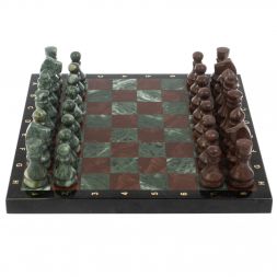 Шахматы &amp;quot;Традиционные&amp;quot; из лемезита и змеевика 40х40 см