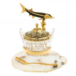 Икорница &amp;quot;Стерлядка&amp;quot; на ножке камень агат Златоуст