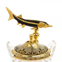 Икорница &amp;quot;Стерлядка&amp;quot; на ножке камень агат Златоуст