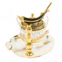 Икорница &amp;quot;Стерлядка&amp;quot; на ножке камень агат Златоуст