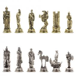 Шахматы &amp;quot;Троянская война&amp;quot; 28х28 см змеевик мрамор