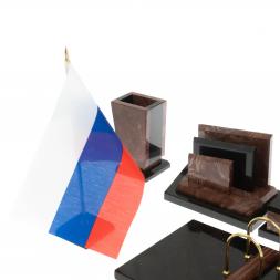 Письменный набор &amp;quot;Бюрократ&amp;quot; из лемезита с часами