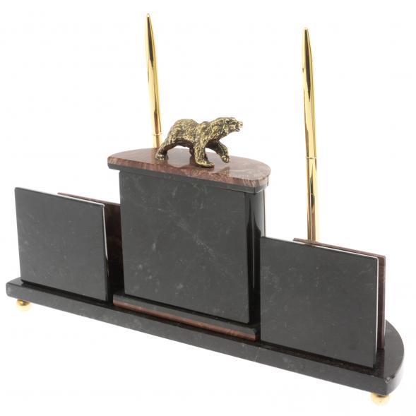 Настольный прибор &amp;quot;Медведь&amp;quot; из лемезита 129713