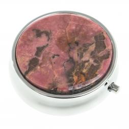 Таблетница на 3 отсека камень родонит цвет серебро