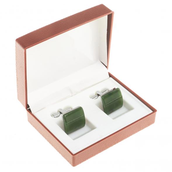 Запонки камень нефрит квадратные 123840