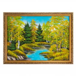 Картина "Осенний пейзаж" багет 57х76 см каменная крошка