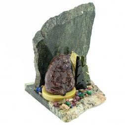 Сувенир "Мишка сидящий у ёлки" змеевик