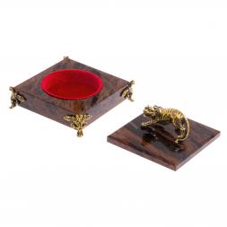 Шкатулка из обсидиана &amp;quot;Тигр&amp;quot; 12х12х6 см