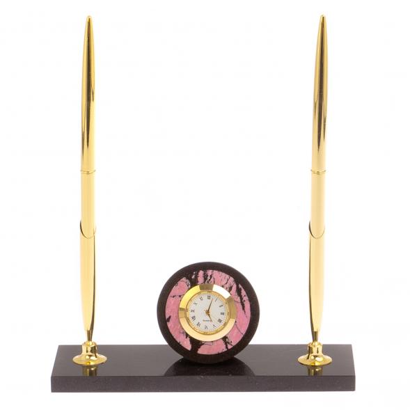 Часы с двумя ручками камень родонит 125482