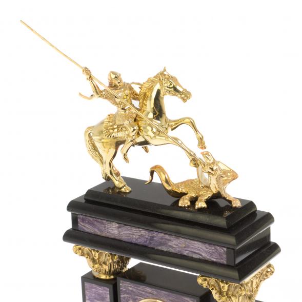 Каминные часы из чароита &amp;quot;Георгий Победоносец&amp;quot; 126839