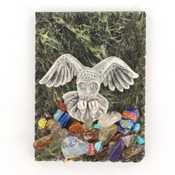 Магнит "Сова летит" змеевик мрамолит