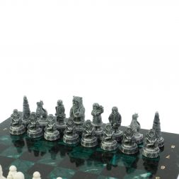 Шахматы "Северные народы" 40х40 см змеевик