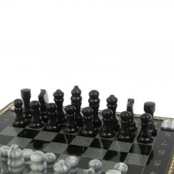 Шахматы &amp;quot;Турнирные&amp;quot; с багетом змеевик гранит