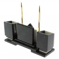 Настольный набор "Офисный" из мрамора с часами