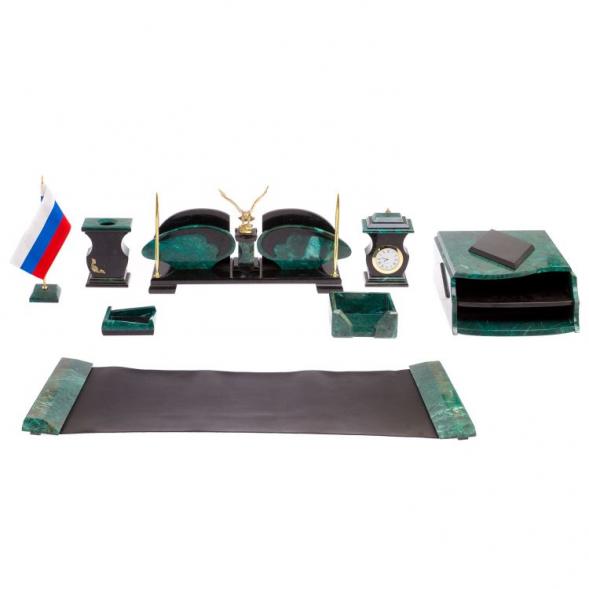 Настольный набор &amp;quot;Орел&amp;quot; змеевик с лотком А4 и бюваром 125946