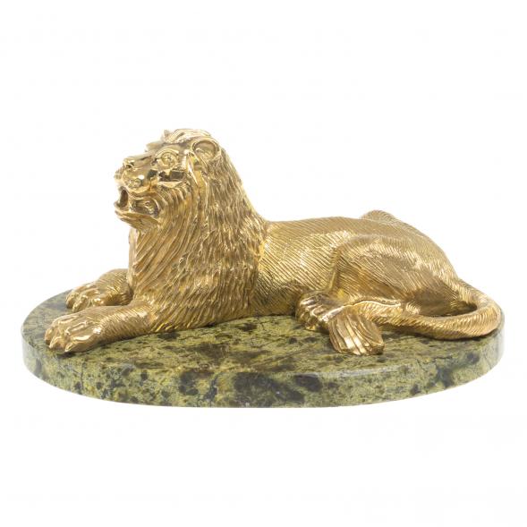 Статуэтка из бронзы &amp;quot;Лев на отдыхе&amp;quot; змеевик 126922