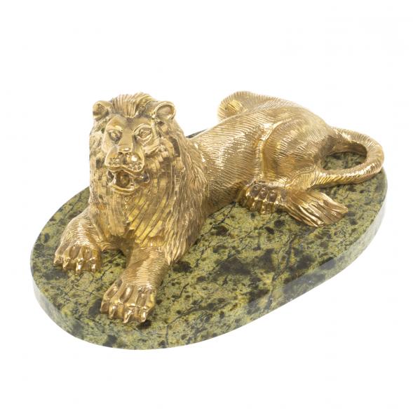 Статуэтка из бронзы &amp;quot;Лев на отдыхе&amp;quot; змеевик 126922