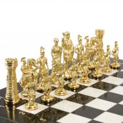 Настольные шахматы &amp;quot;Римские&amp;quot; бронза мрамор  40х40 см
